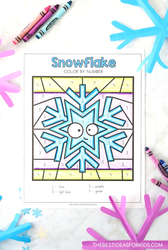 Complimentary Printable Snowflake Color by Number Worksheets