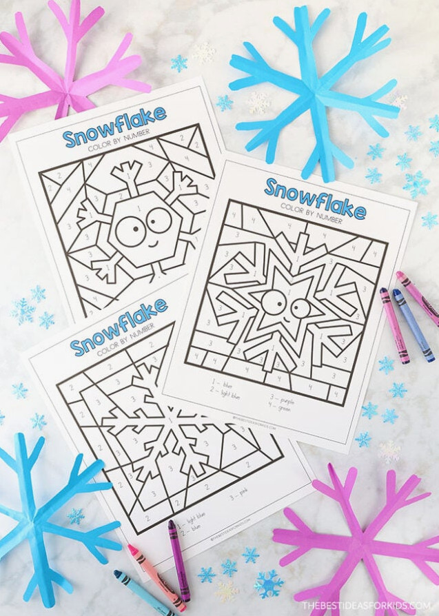 Complimentary Printable Snowflake Color by Number