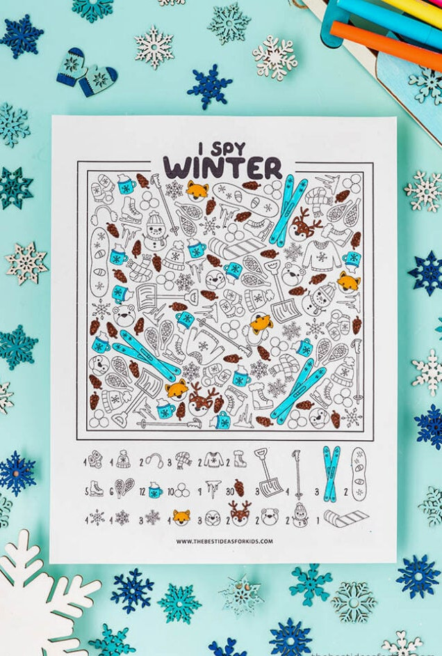 Winter I Spy Coloring Sheet