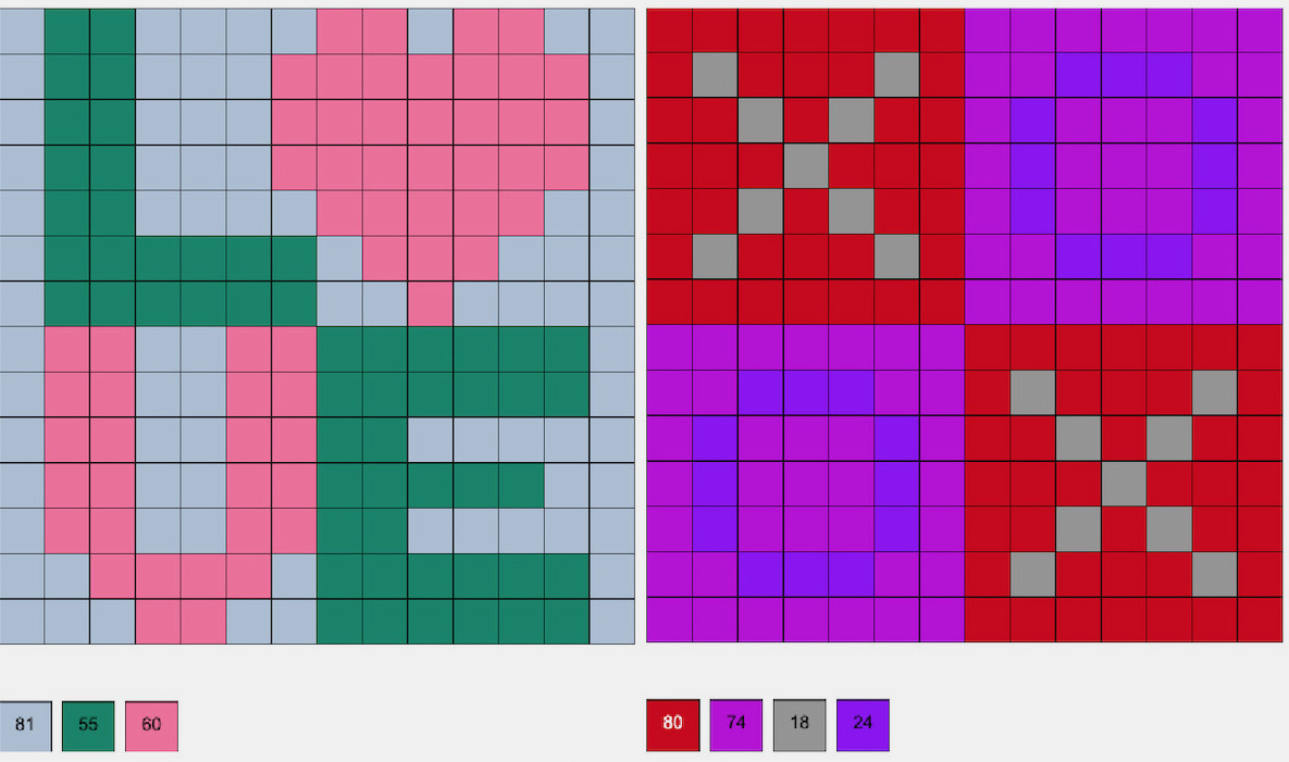 Love and XOXO perler bead patterns