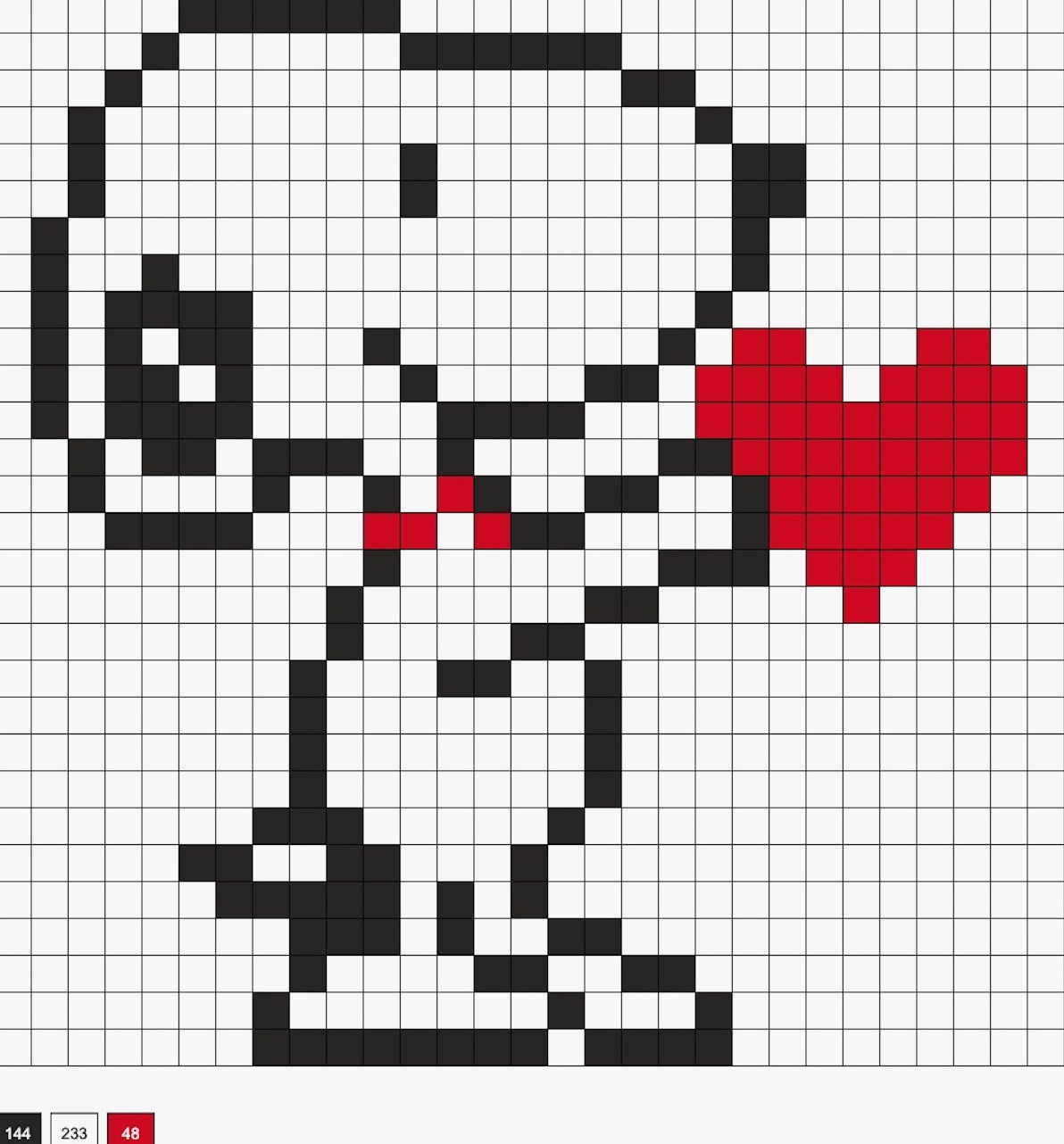 Snoopy with a heart perler beads