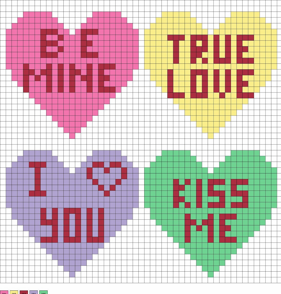 conversation hearts perler bead pattern