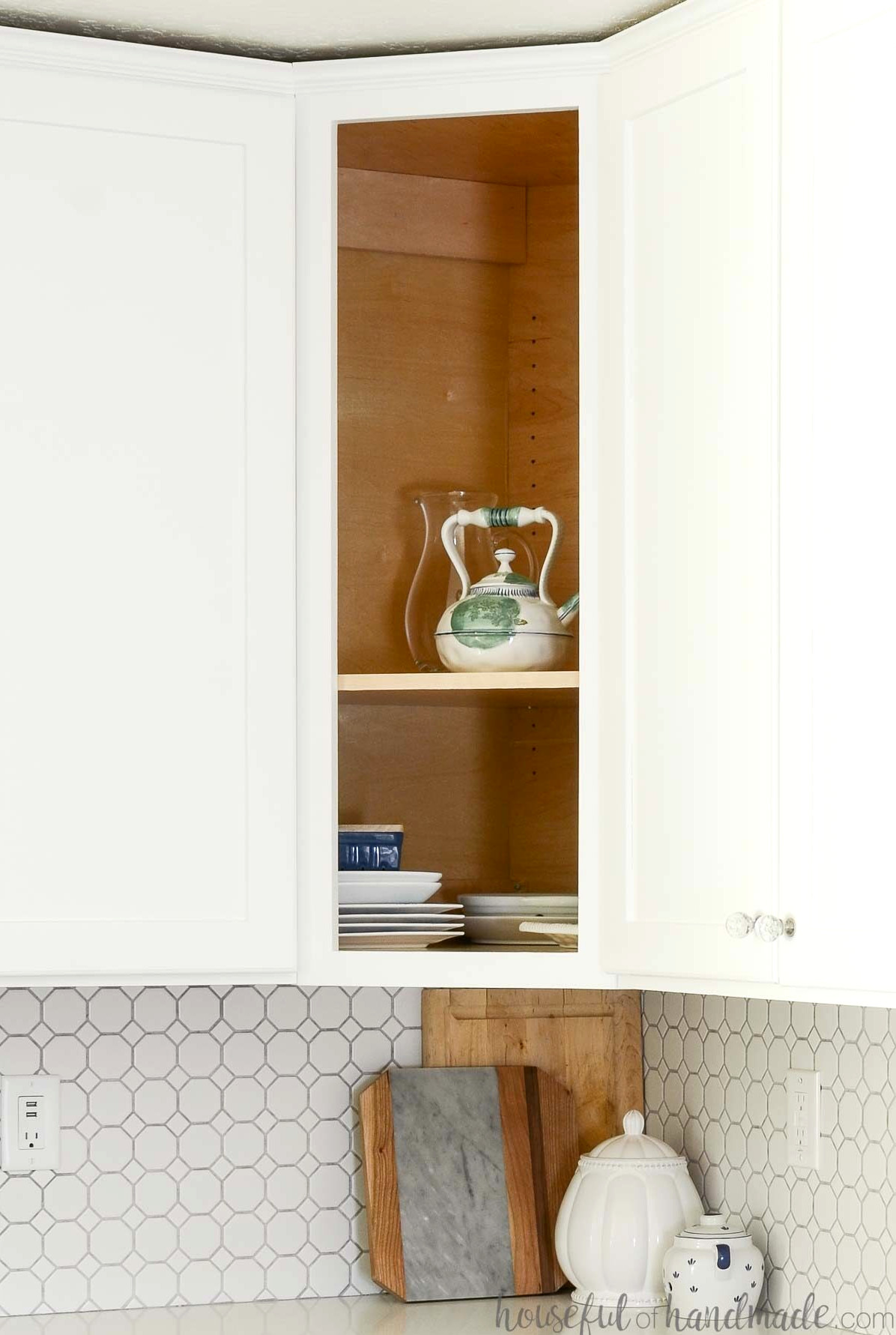 DIY diagonal wall cabinet with a face frame without the door attached.