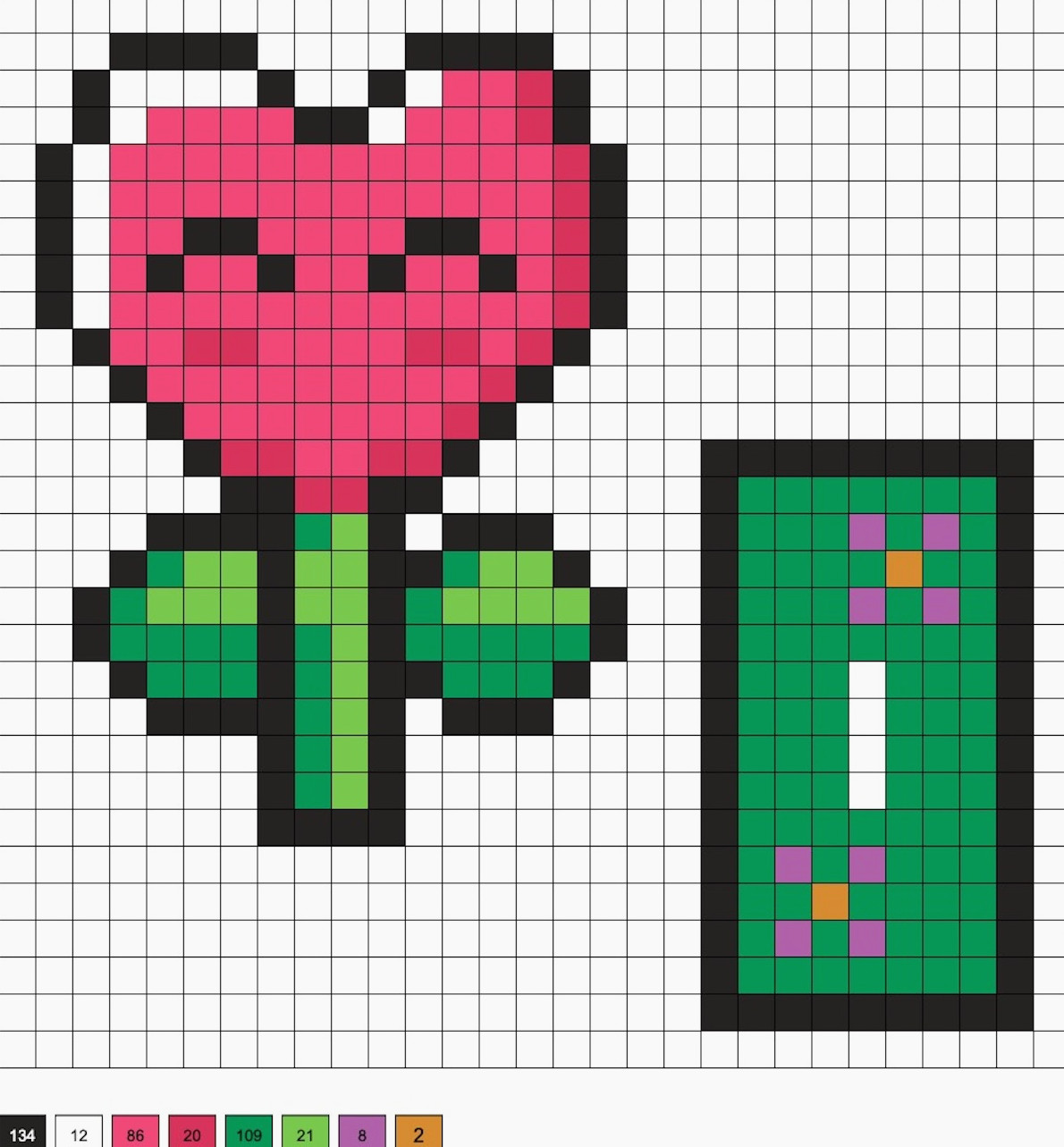 heart flower with a stand perler beads