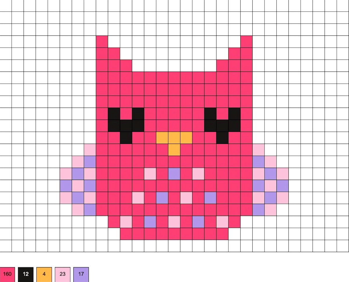 pink owl hama beads for valentine's day
