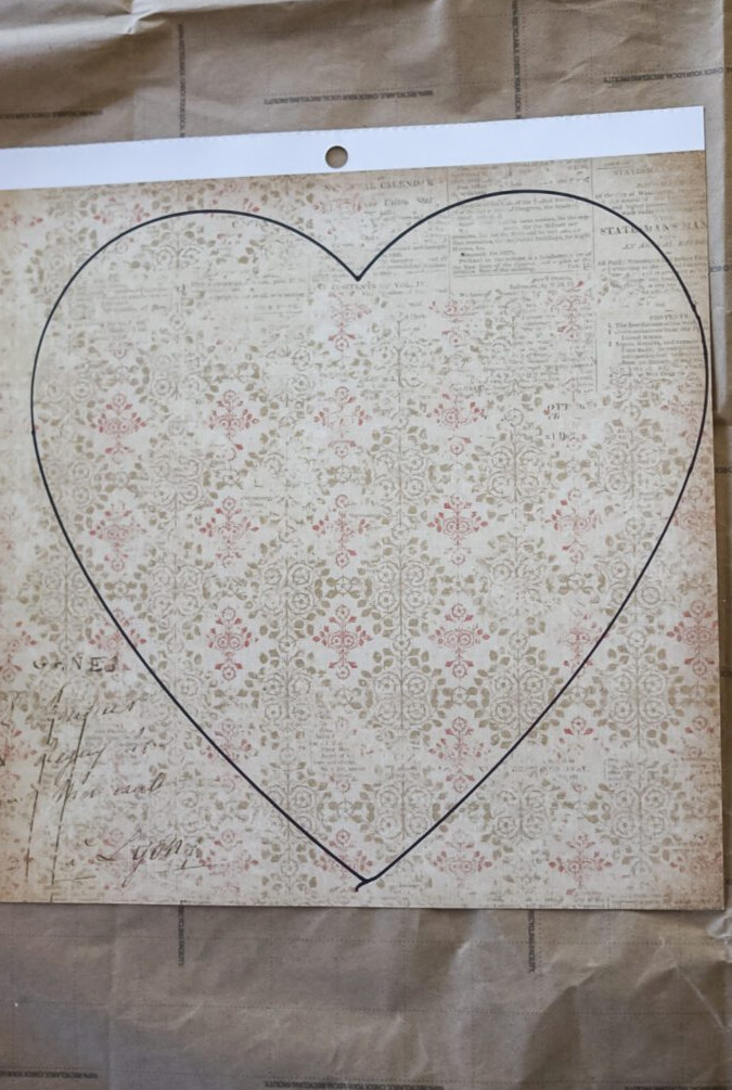 outline of heart on scrapbook paper