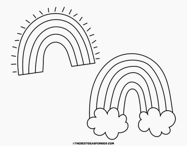 2 rainbows coloring page