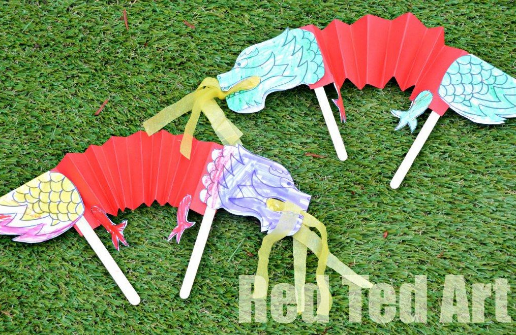 Chinese New Year Crafts for Kids - Dragon Puppets