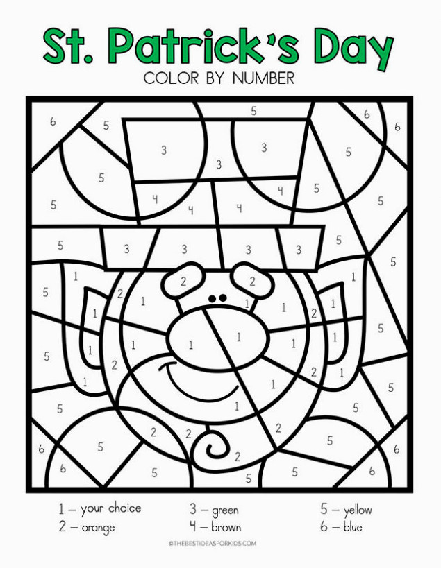 St Patrick's Day Leprechaun Color by Number Page