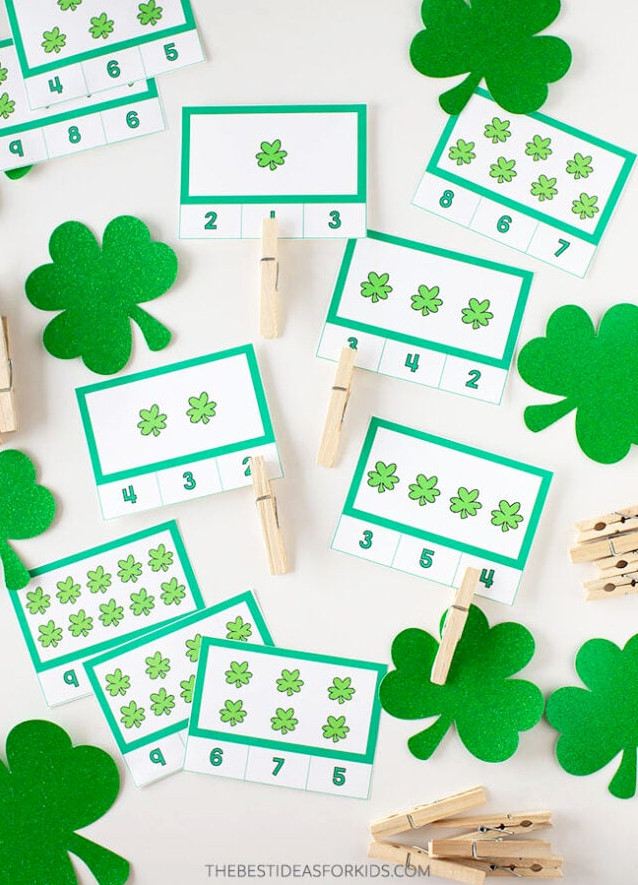Count and Clip Cards St Patrick's Day Printables