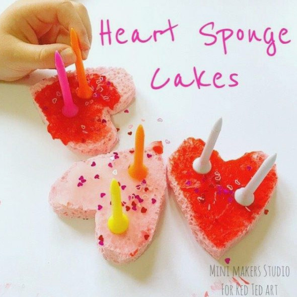 Fun with heart sponge cakes