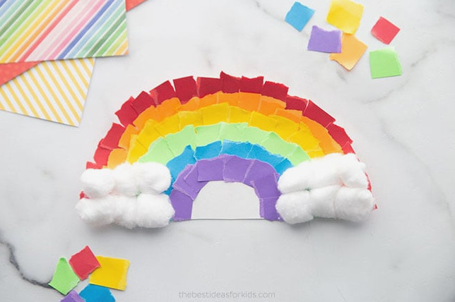 Torn Paper Rainbow Paper Plate