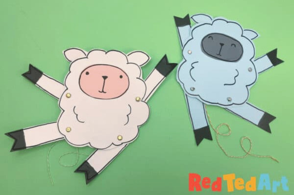 dancing articulated sheep puppets