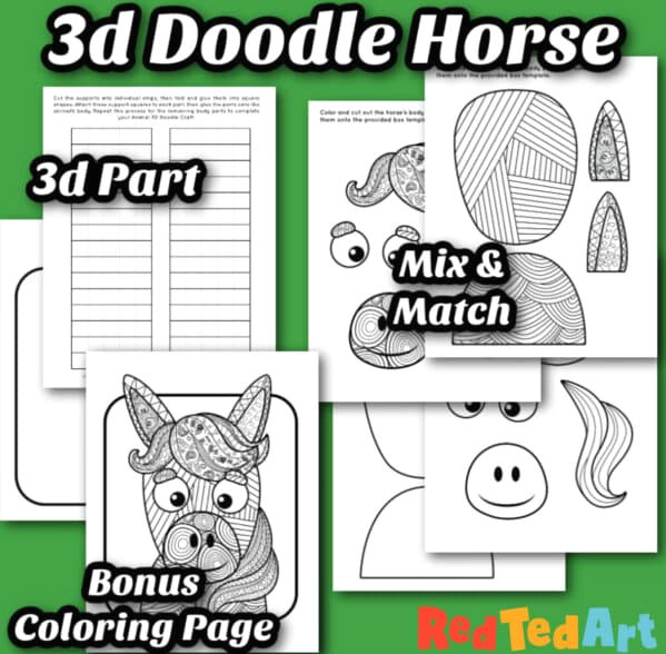 Doodle Horse Cut and paste activity