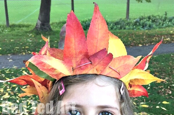 nature art for kids - leaf crowns