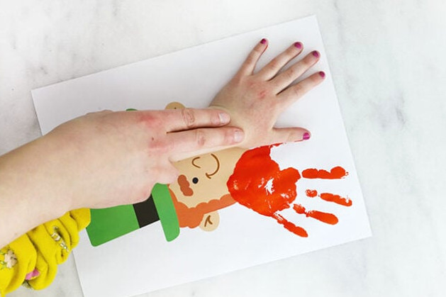 Hand stamping leprechaun beard