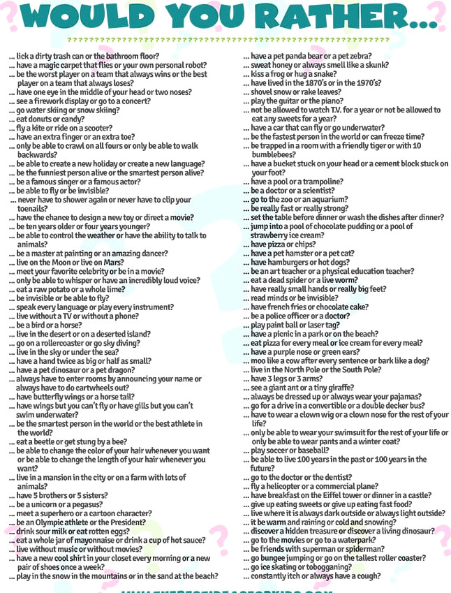 Would You Rather Questions for Kids