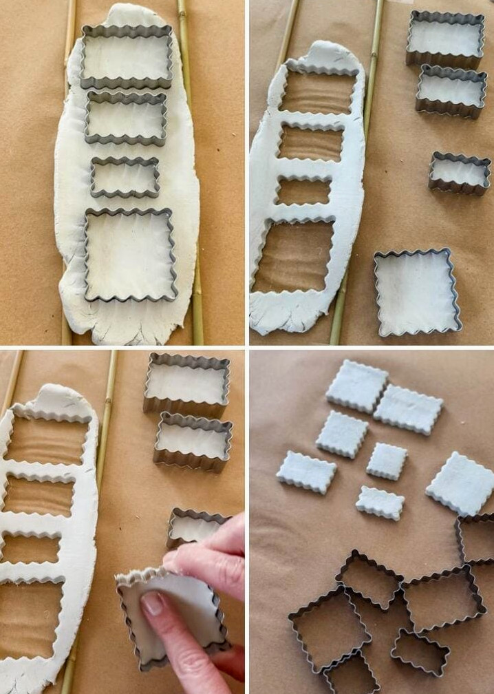 instructions for cutting postage stamp shaped pieces from air dry clay