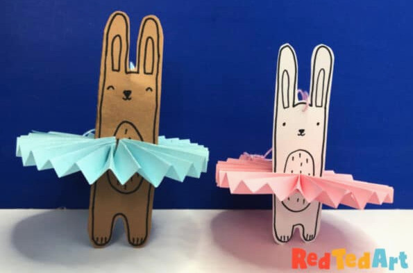 paper bunny projects for children - spinning bunny ballerinas