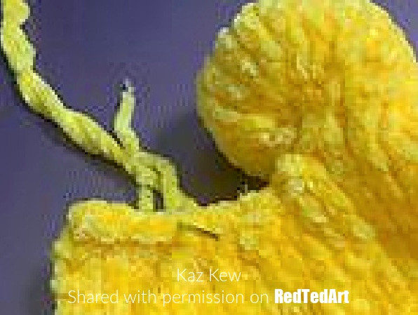 sewing the knitted rubber duck