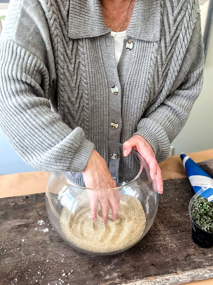 building a terrarium and adding sand