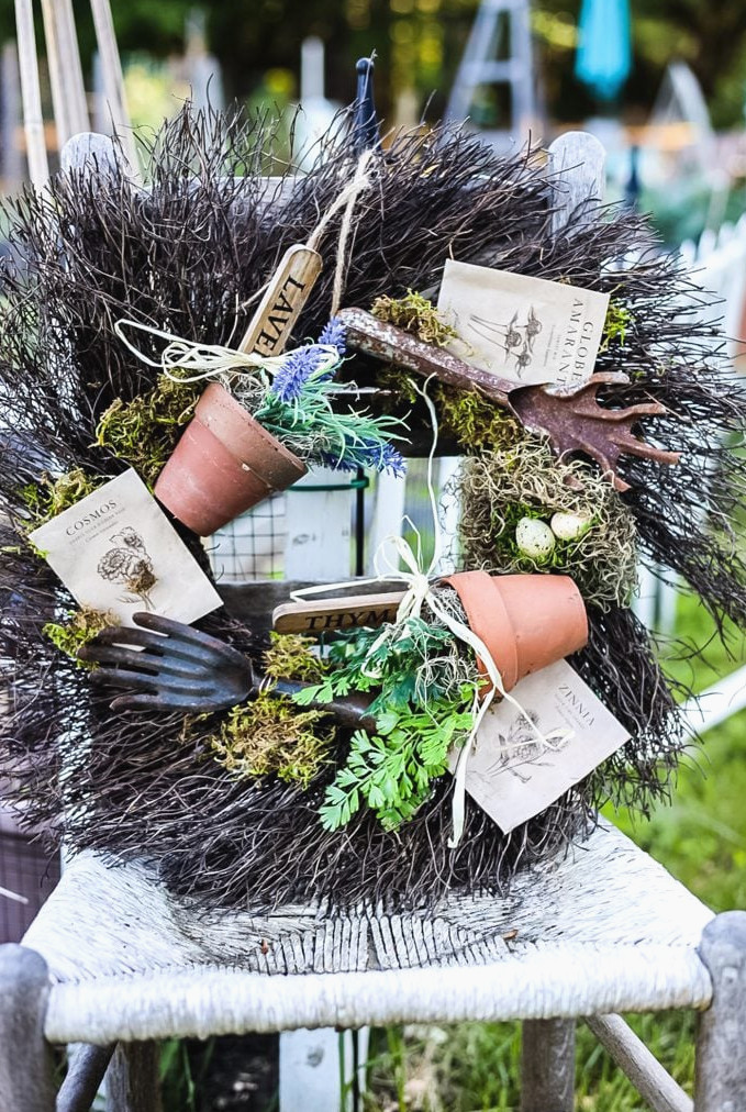 vintage garden tool wreath