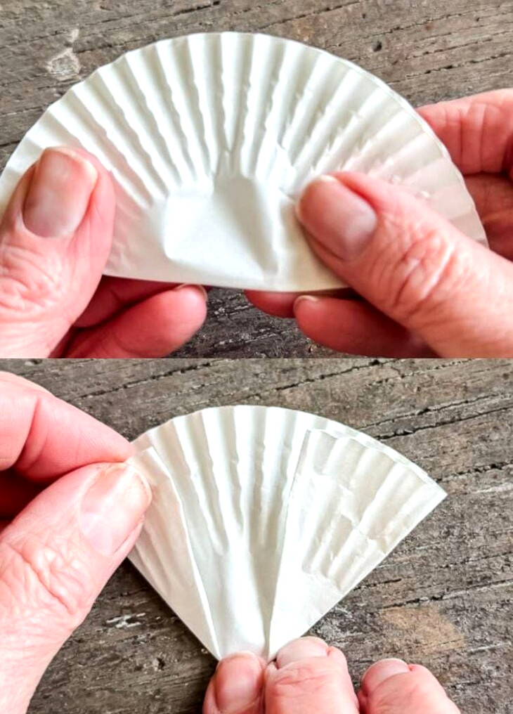 folding a cupcake liner