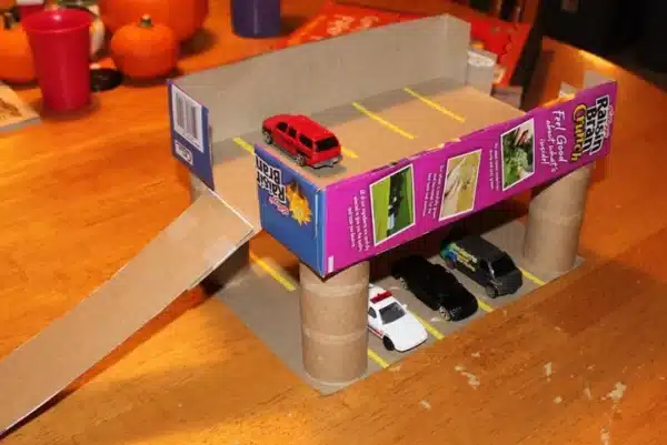 cereal box crafts parking garage