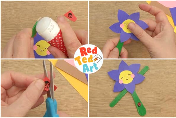 glue to craft stick flower stem