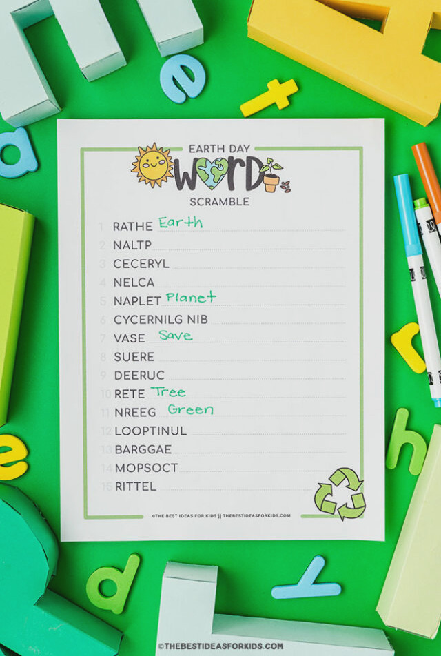 printable earth day word scramble