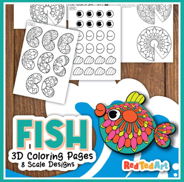 3d printable coloring page mandala fish craft