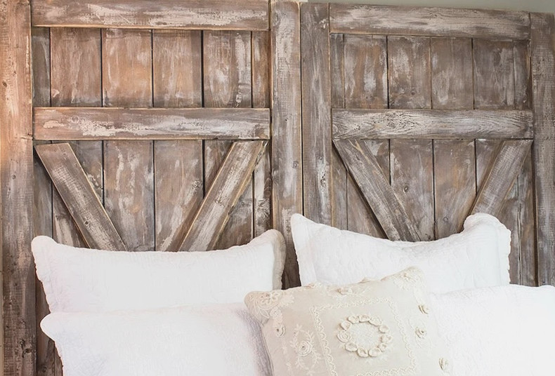 headboard made from a barn door