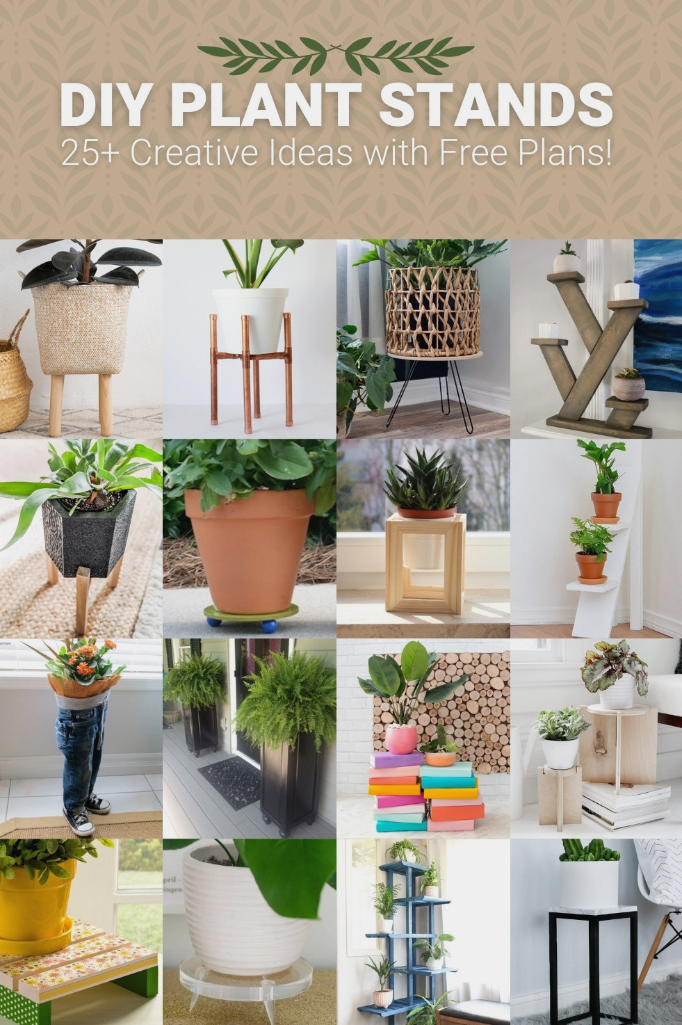 creative DIY plant stands with complimentary plans