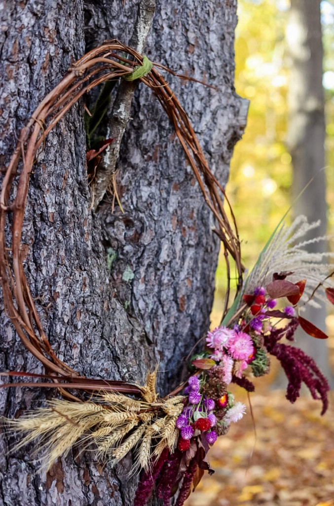 wreath hanging on tree