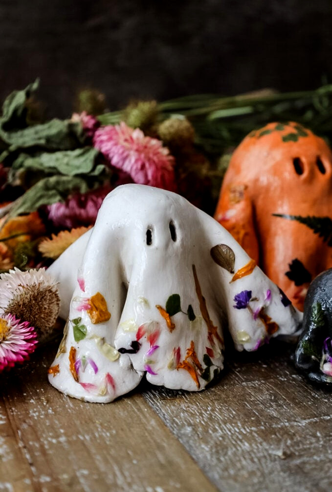 white clay ghost figurine