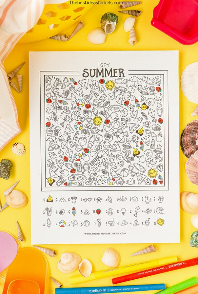 Coloring Page I Spy Summer Printable