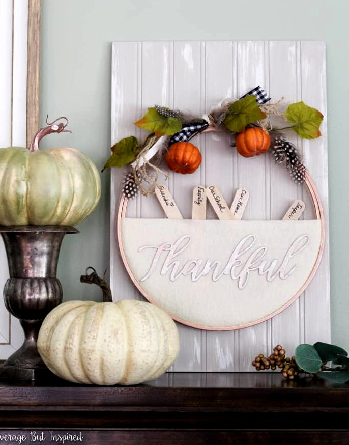 Embroidery Hoop Thanksgiving Grateful Wreath