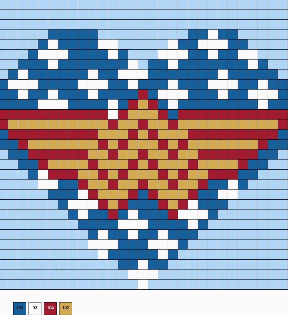 Wonder Woman heart perler bead pattern