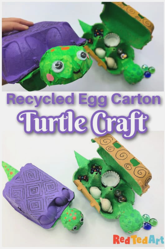 egg carton turtle treasure box craft for kids