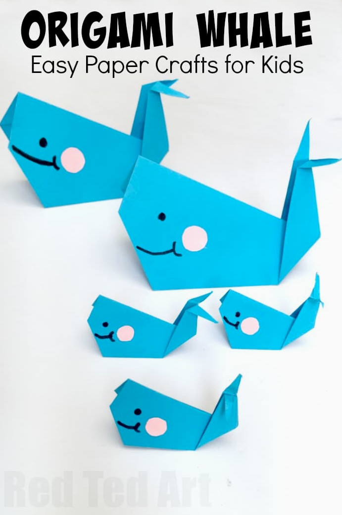 Easy Origam Whale for Kids. Super cute, fun and easy whale - a great paper craft for beginner origami kids. How to make an origami whale