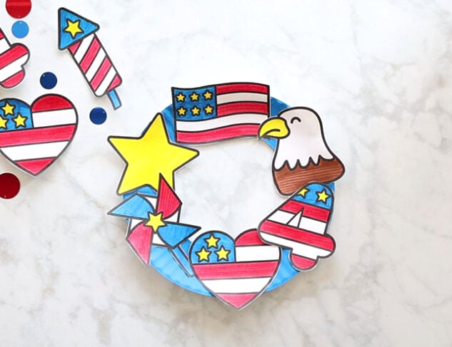 Glue to 4th of July Paper Plate