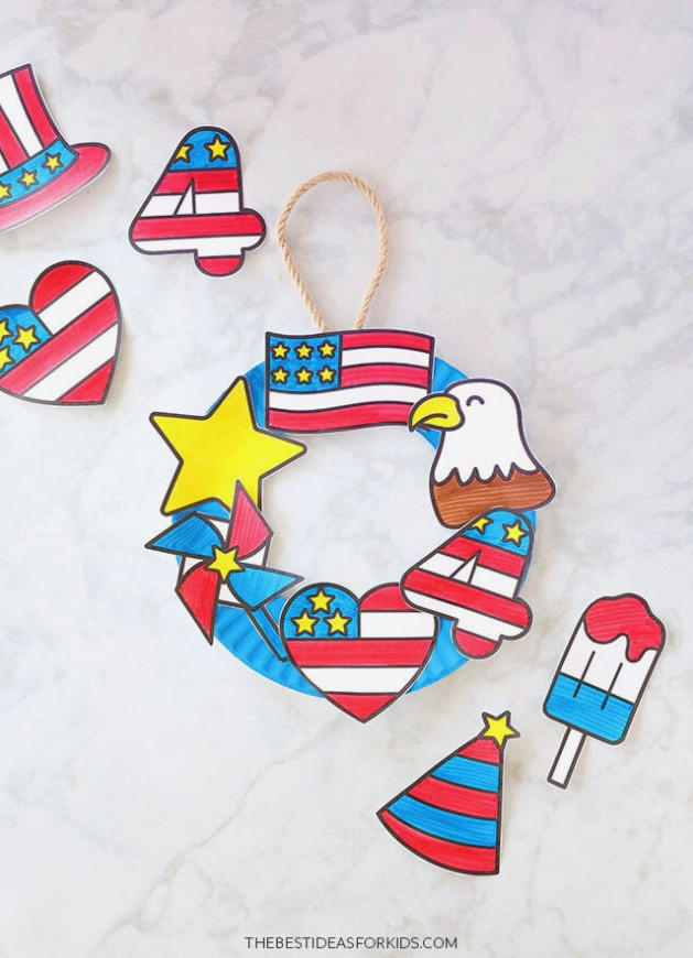 Patriotic Paper Plate Craft Wreath