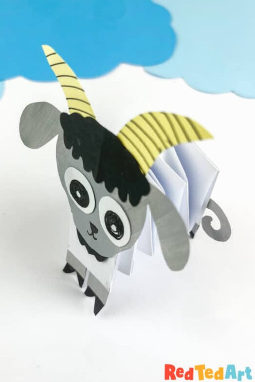 3d paper accordion goat craft for kids